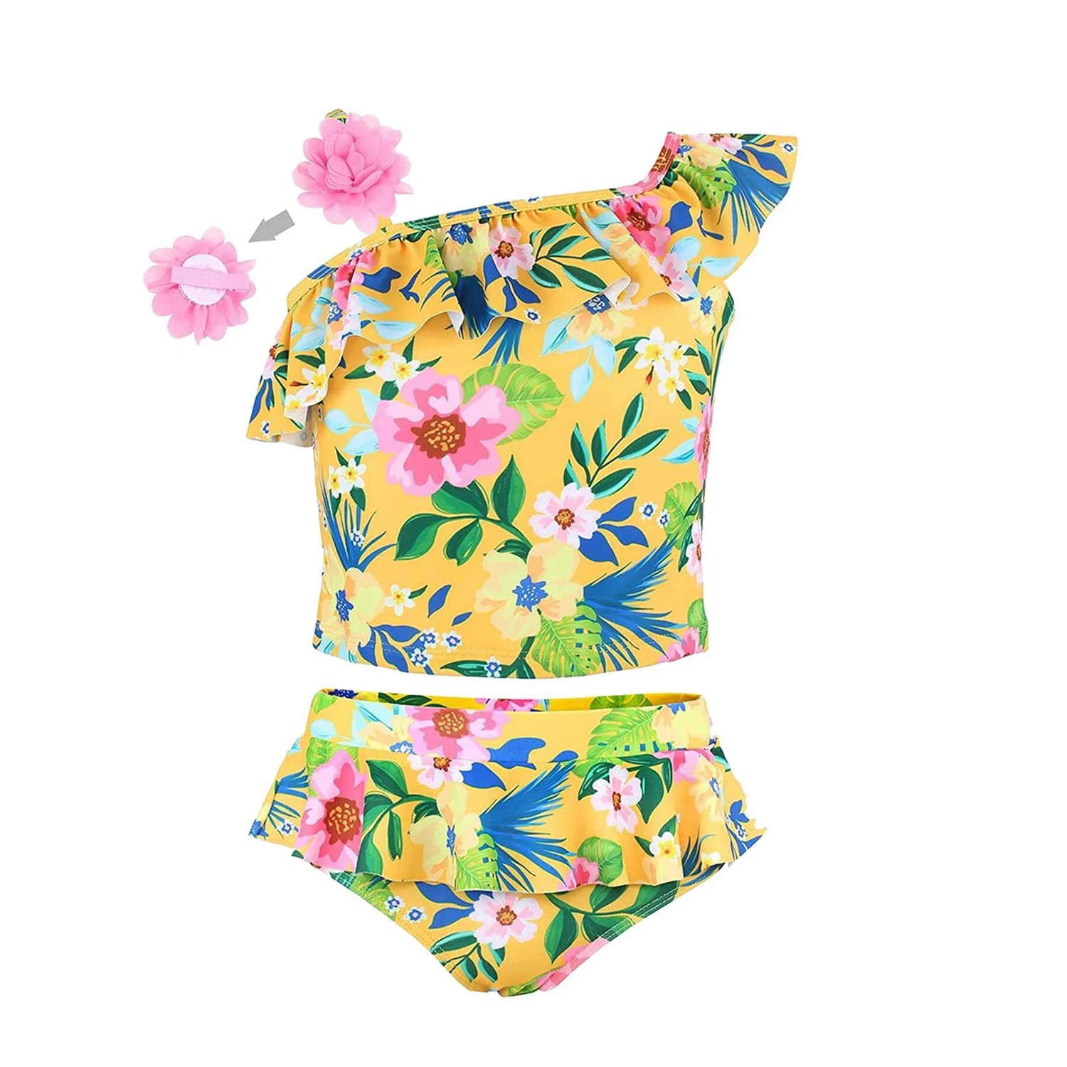 YELLOW FLOWER TWO-PIECE SWIMSUITS