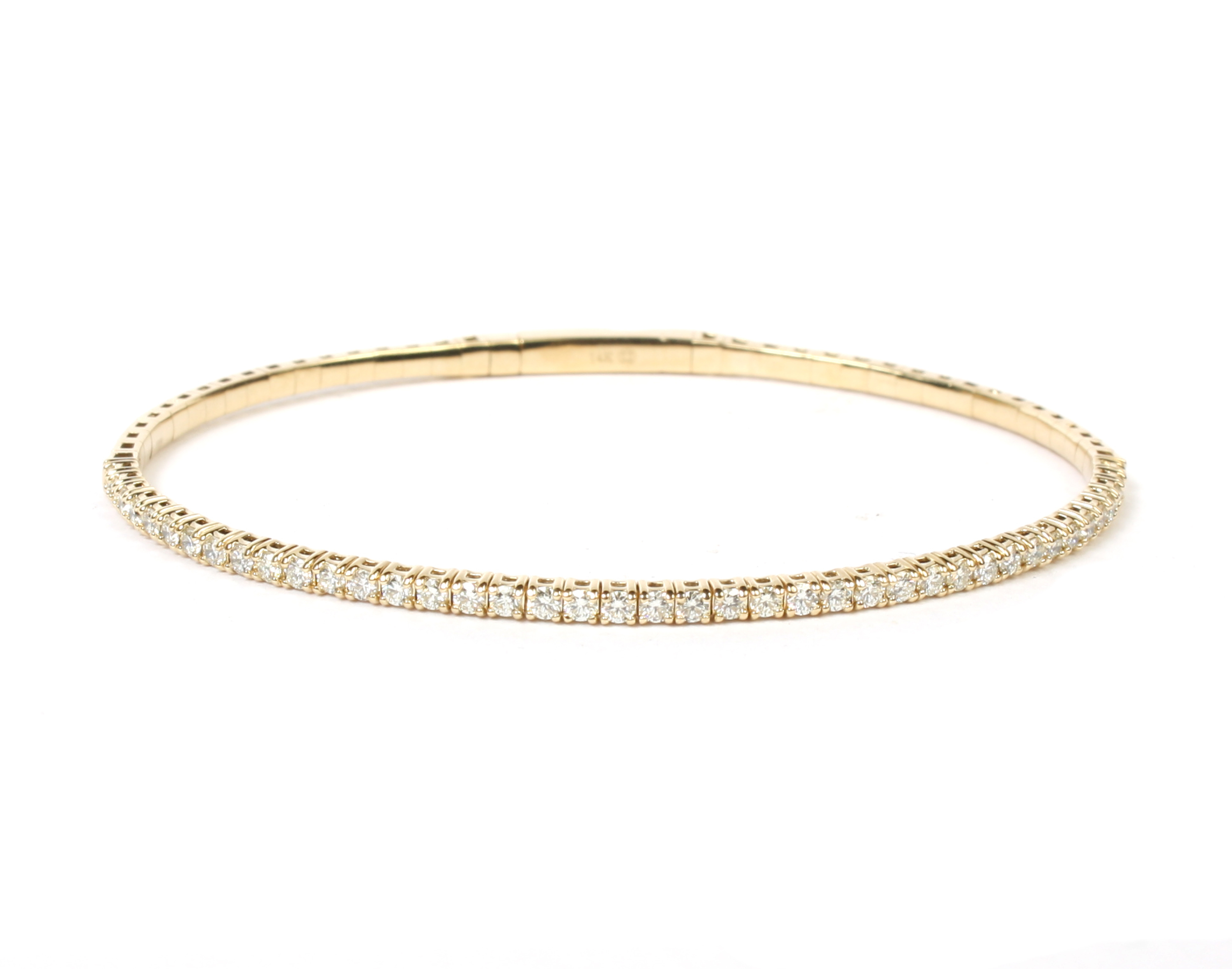 14k Yellow Gold Diamond Flexible Bangle Bracelet