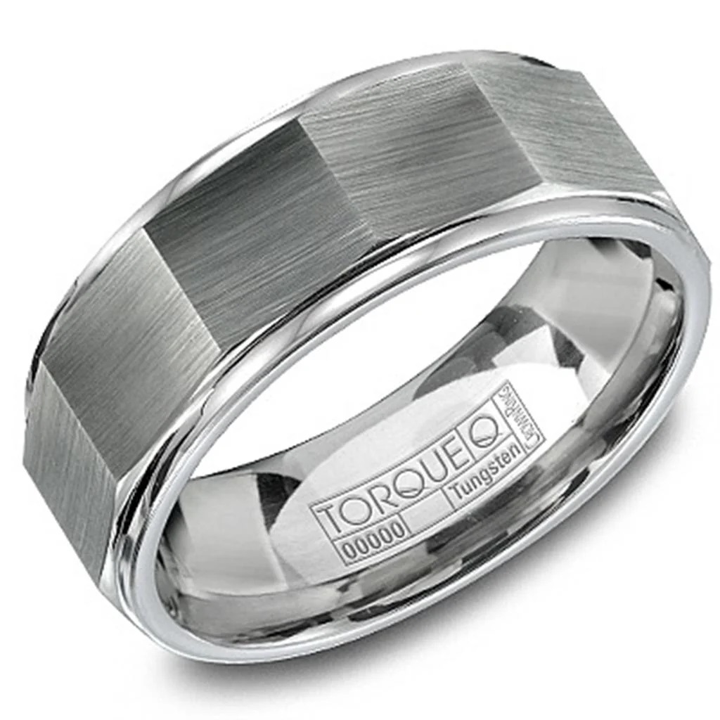 Crown Ring Torque Grey Tungsten Wedding Band