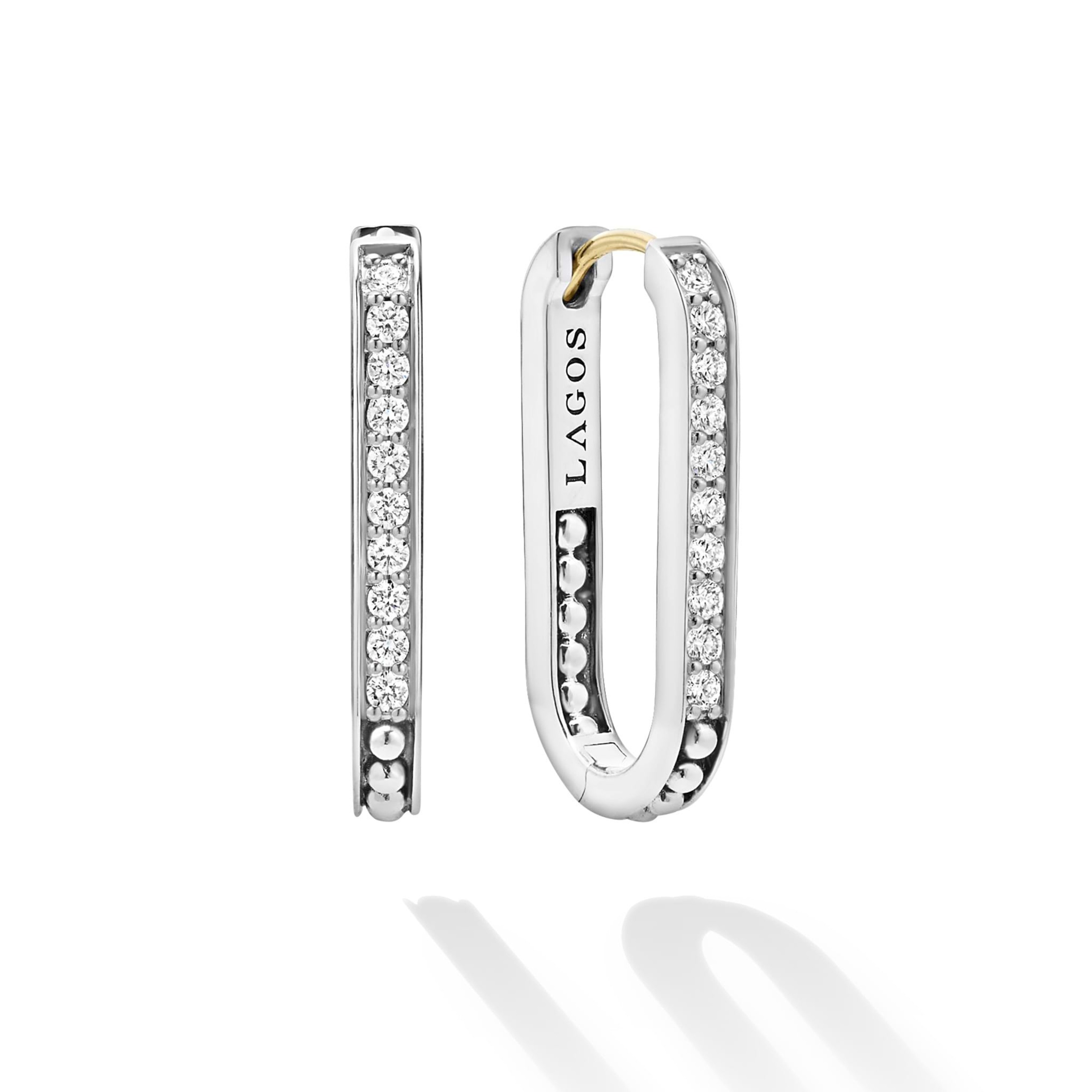 Lagos Caviar Spark Linear Diamond Hoop Earrings