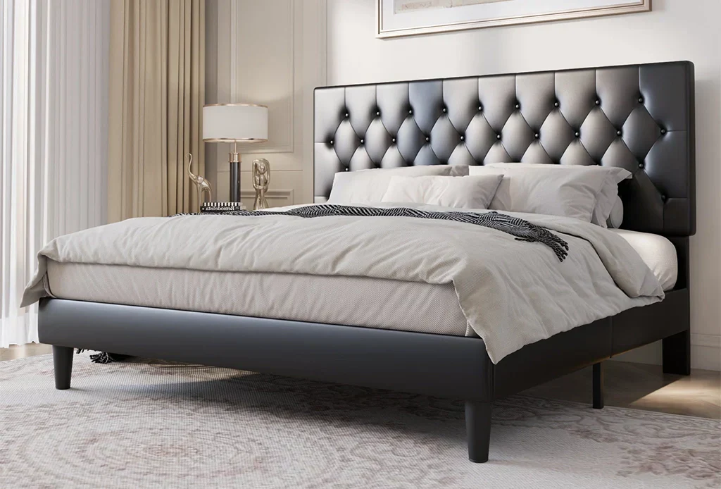 Classic Leather Upholstered Bed