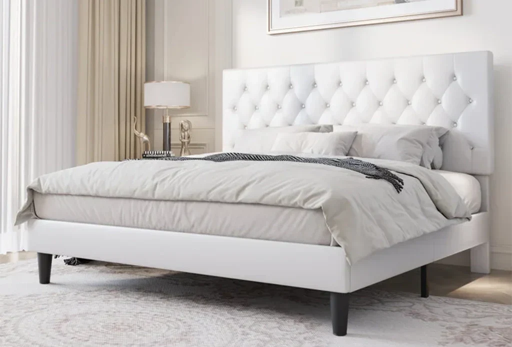 Pearl Leather Upholstered Bed