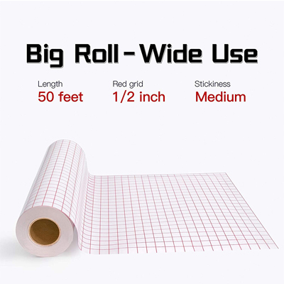 Clear Vinyl Transfer Paper Tape Roll – 12 x 50 FT w/Alignment Grid Application Tape for Silhouette C