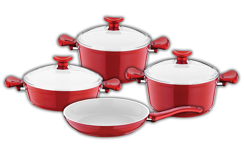 Aluminium Ceramic coated fry pans, pots, cookware sets