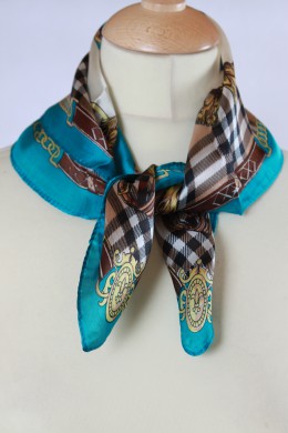 Foulard Carré Soie Turquoise