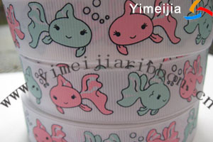 fish printed grosgrain ribbon 