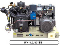 Three stage high pressure air compressor specially designed for PET blow moulding machines