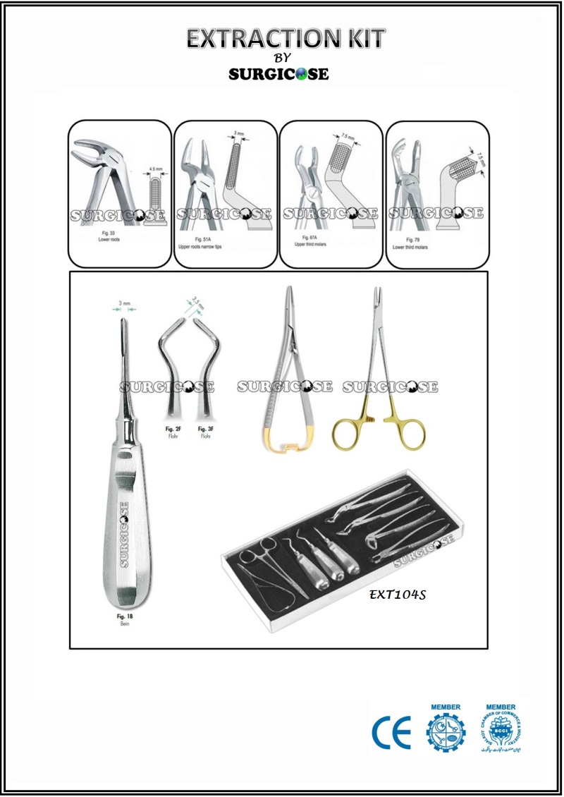 Extracting Forceps, Root Elevators, Needle Holders Kit-4