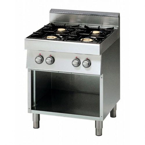 CUCINA A GAS A 4 FUOCHI CON ARMADIO APERTO E BACINELLE SMALTATE 70x70x85