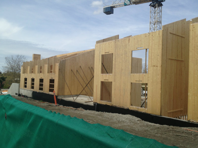 Manufacture of prefabricated buildings, or elements thereof, predominantly of wood, eg