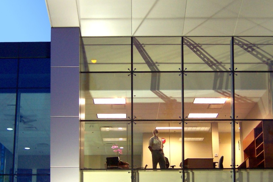 Dinding cladding, kaca