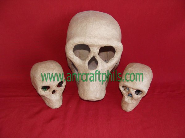 Paper Mache Skulls Kraft Unpainted