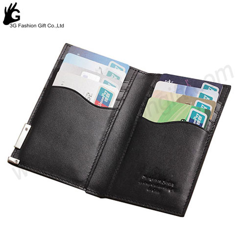  Personlized black leather name card holder / business name card case 