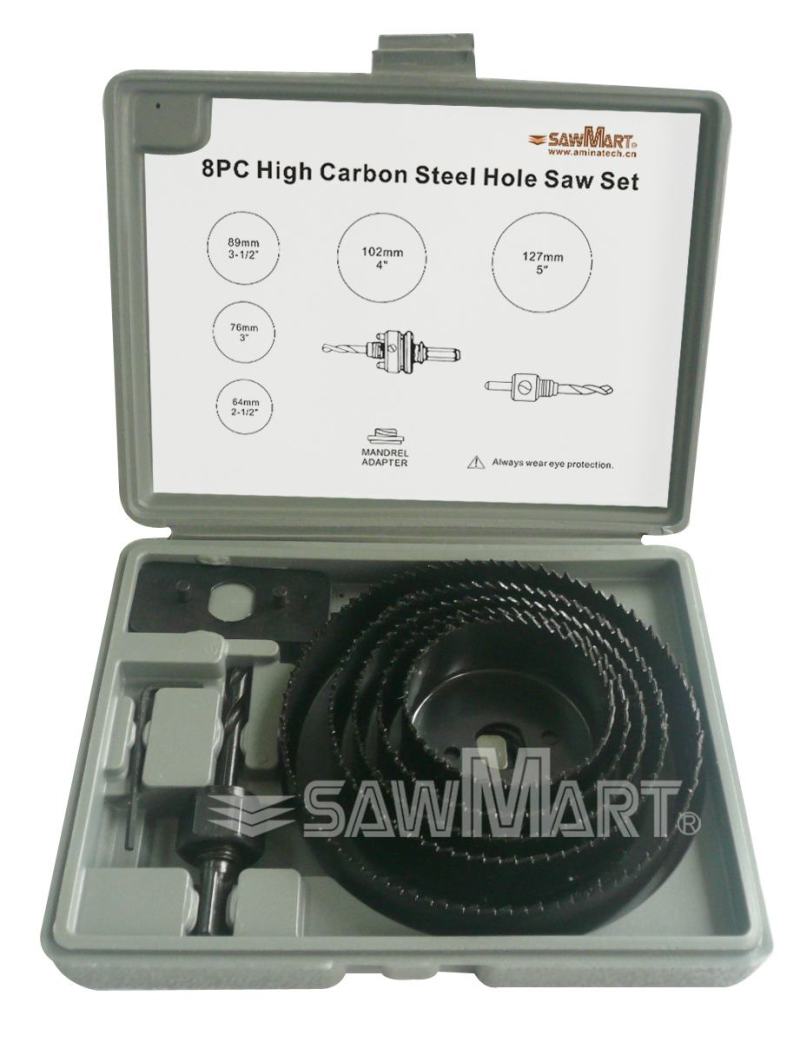 Carbon Hole Saw Set with Mandrel (8-Piece)