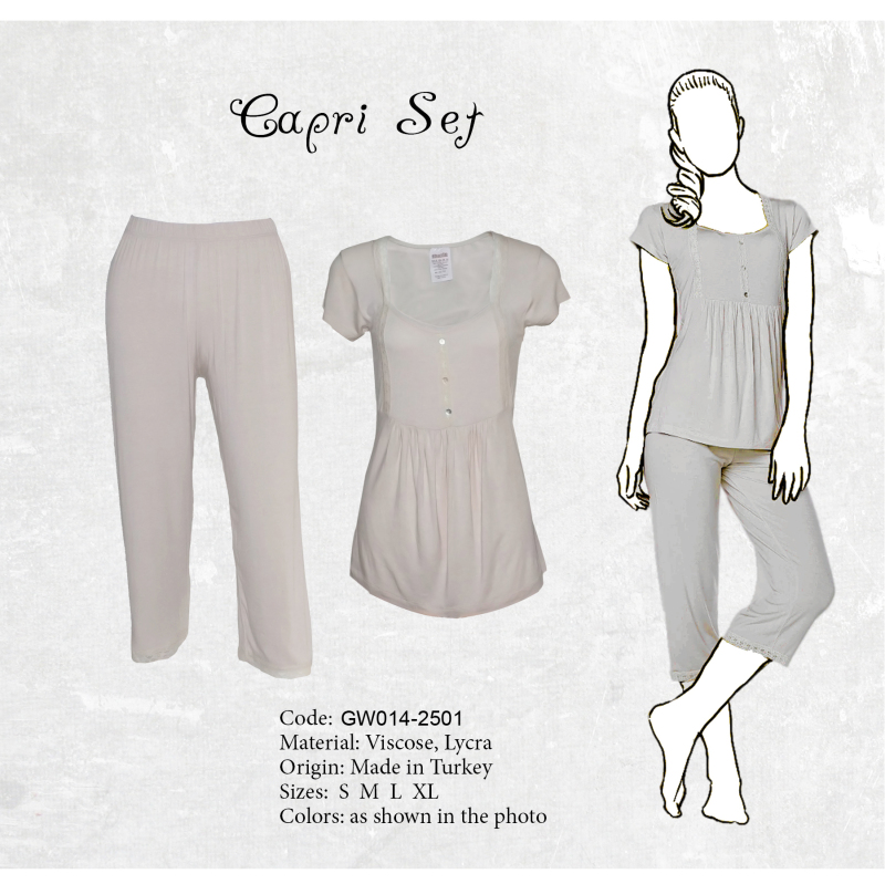 Comfortable Cpari Set Short Sleeve and Three Quarter Pants