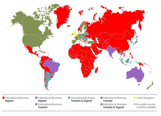 Business mail services, international