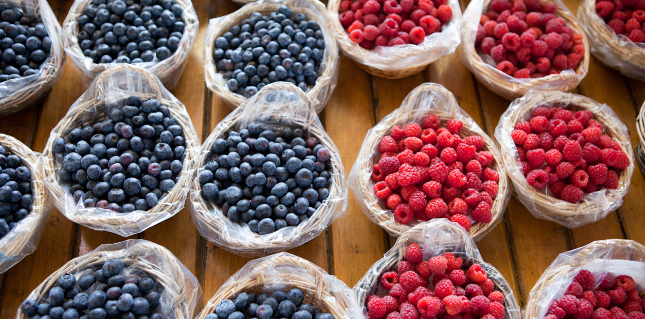 Blueberries and Raspberries , farm