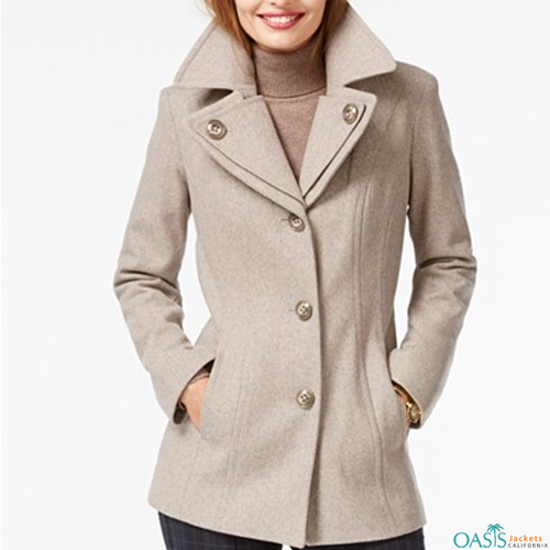 Tailored Beige Women’s Pea Coat