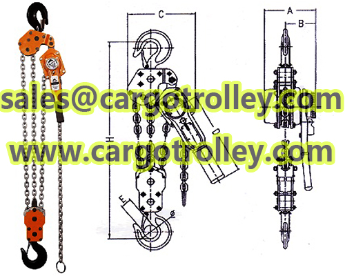 Lever chain blocks instruction and price list