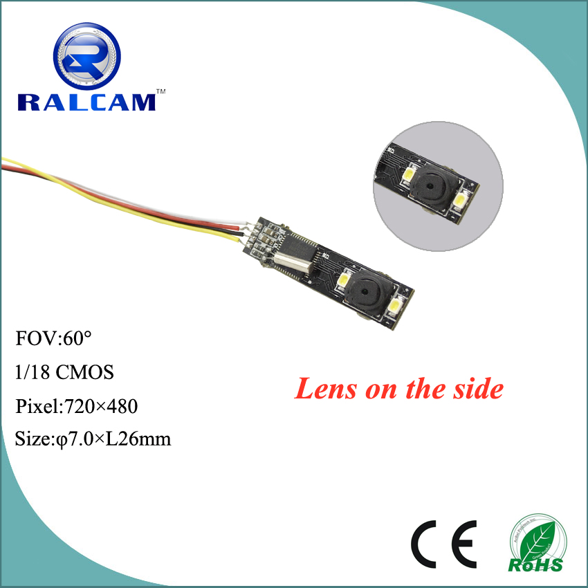 Lens on side 720*480 pixels infrared led lights hidden mini camera module in ceiling door bathroom