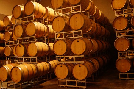 The winery building rests on a bench overlooking the southern-most part of the vineyard.