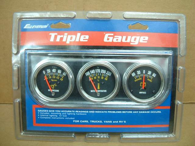 Triple Gauge Kit, oil press/water temp/ammeter 