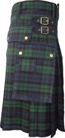 HYBRID KILT - BLACK WATCH TARTAN ANTIQUE BUCKLE