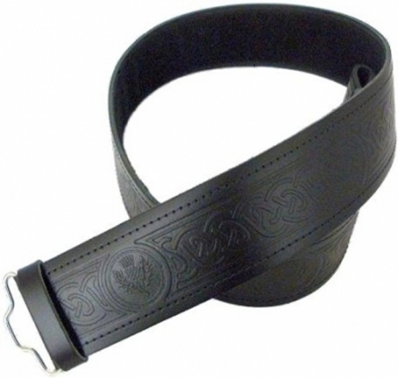 THISTLE EMBOSSED KILT BELT.