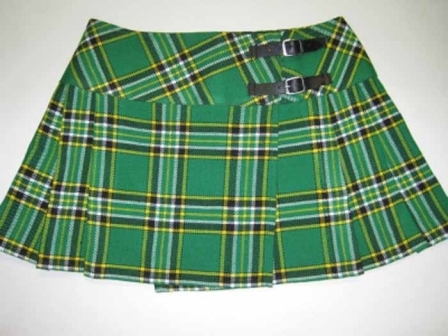 IRISH NATIONAL TARTAN LADIES MINI BILLIE PLEATED KILT SKIRT