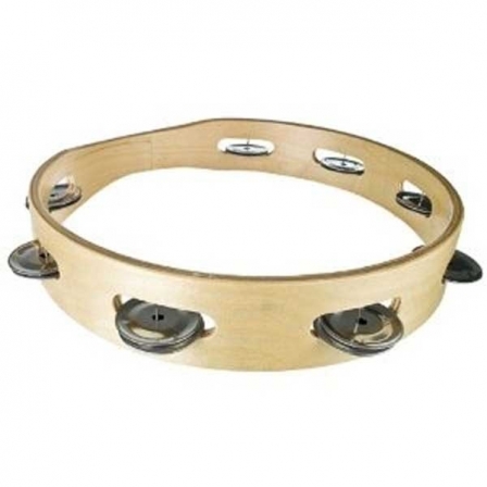 WOODEN TAMBOURINES 10 INCHES 8 PAIRS JINGLES