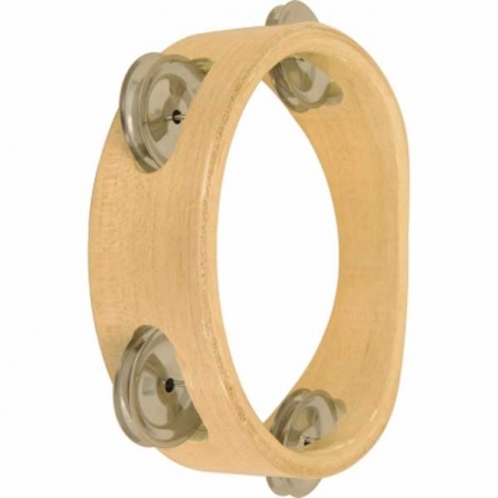 WOODEN TAMBOURINES 06 INCHES 4 PAIRS JINGLES