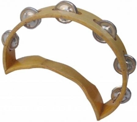 TAMBOURINE 10 INCH SINGLE 6 PAIRS JINGLES HEADLESS HALF MOON.