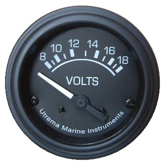 Utrema Black Marine Voltmeter Gauge