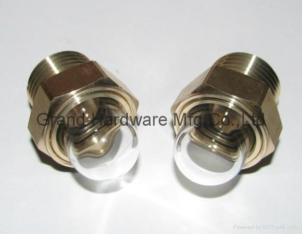 Domed shape oil sight glass, domed oil sight gauge, domed sight glass plug, domed sights gauge