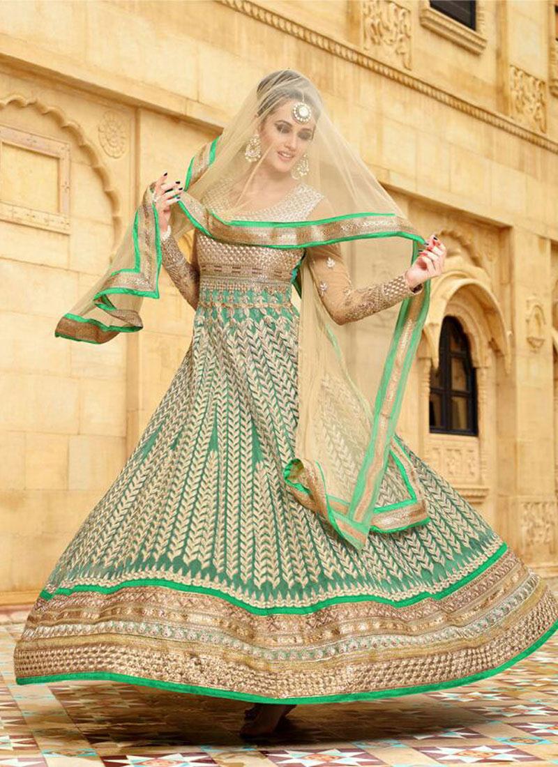 Online Bridal Aanrkali Suits Collection for Wedding Wear - fashionfiza.com