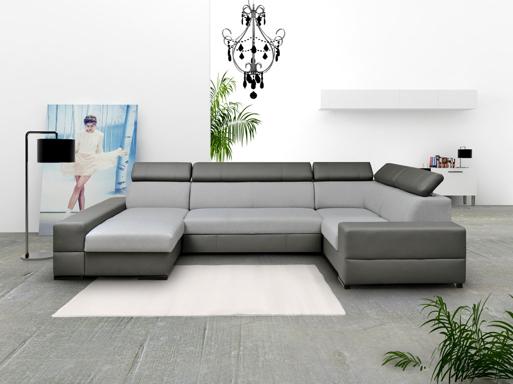 Sofa angle panoramic gray and black XXL