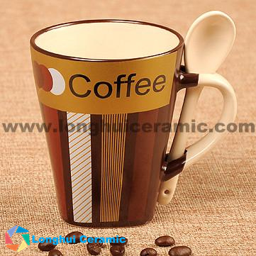 340cc coffee taste design ceramic coffee mug with spoon