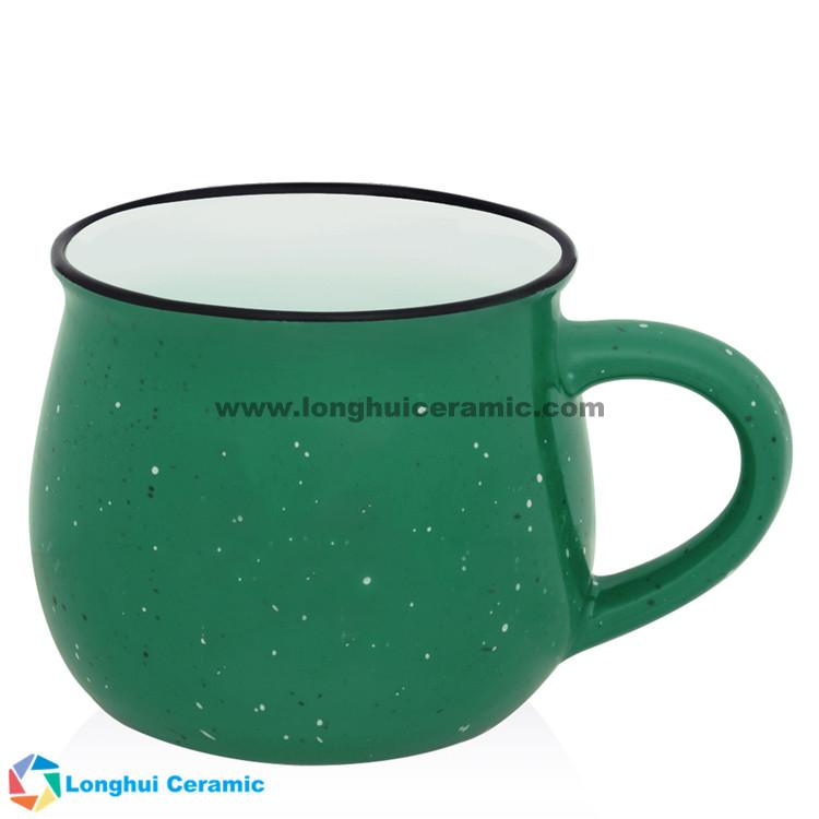 Custom two-tone white interior color speckle outerior diner campfire coffee mug