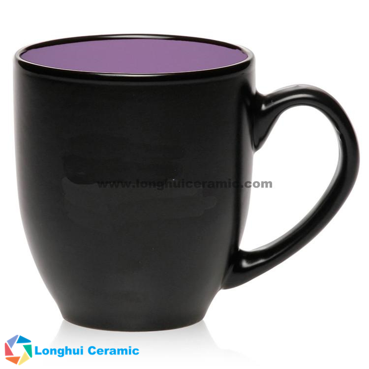 Bistro matte black out gloss colored interior custom ceramic mug