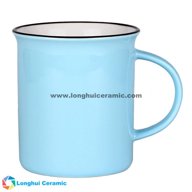 Custom color glaze straight ceramic mug with slightly flared top