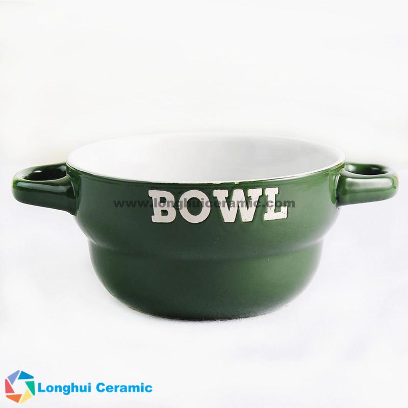 5‘’' custom design ceramic soup bowl with two ears