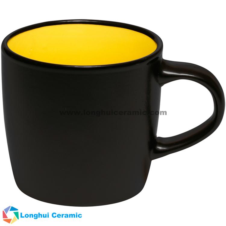 12oz Classic two-tone matte customized large logo ceramic tea mug