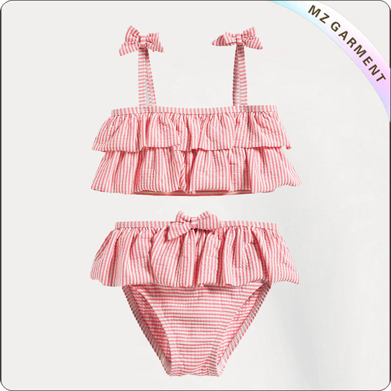 Kids Pink Striped Bikini