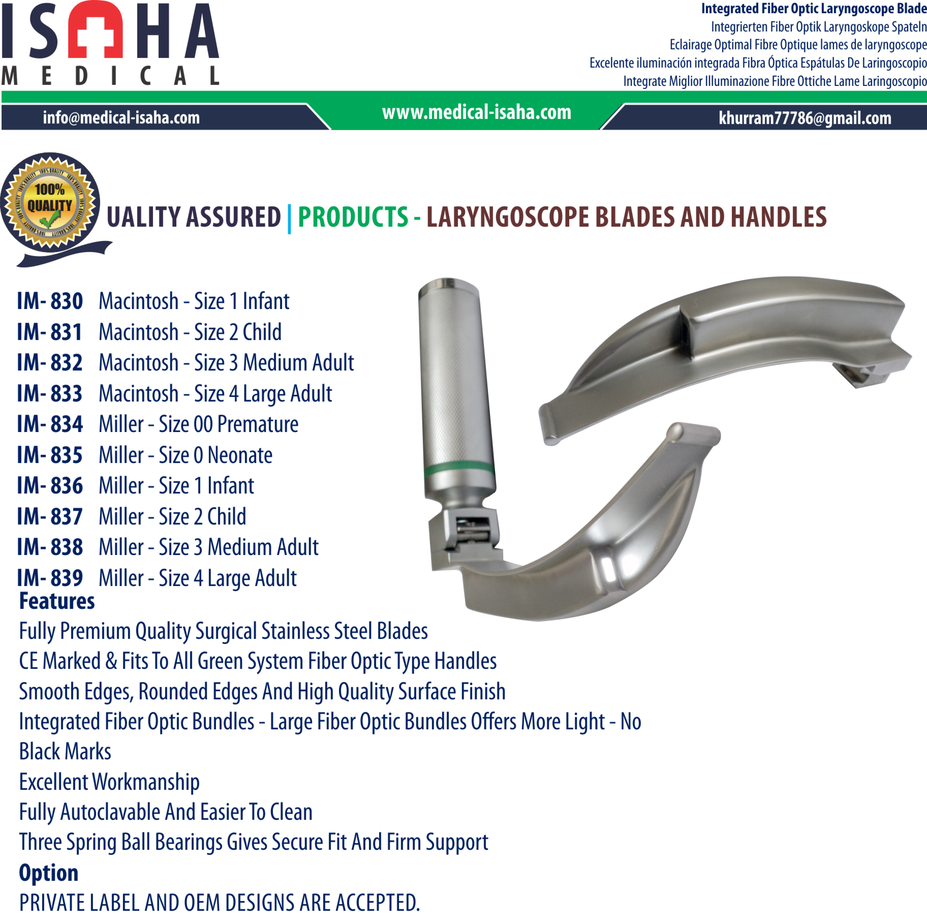 Integrated Fiber Optic Laryngoscope Blade