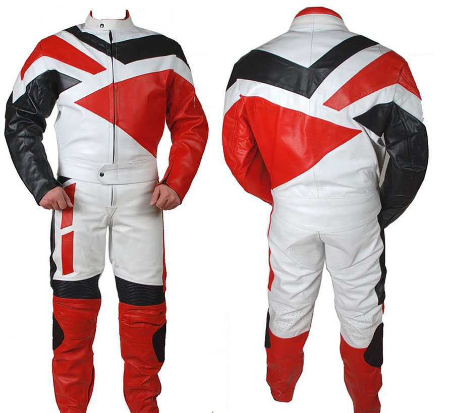 Red and whit racing suit for biker best rider