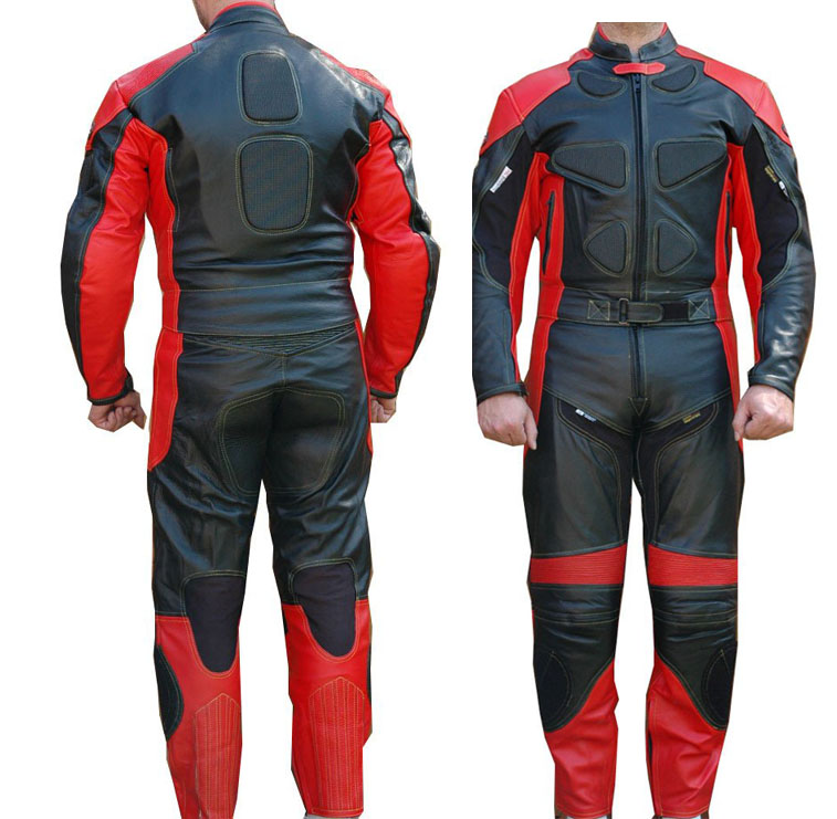 motorbike black  red racing suit for rider