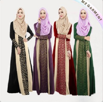 100% Polyester Ladies Muslim Dress Long Sleeve