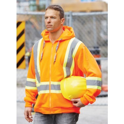 Hi-Vis Full Zip Polyester Hooded Sweater