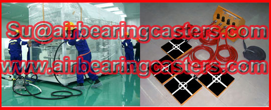 Air bearing caster moving heavy duty equipment easily