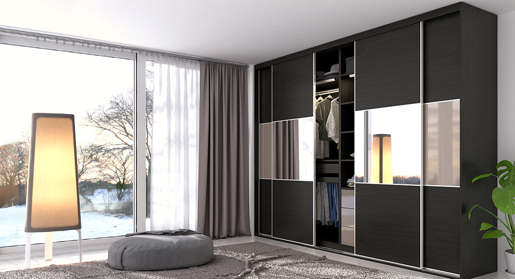 Black Laminate Sliding Wardrobe YG17-HPL02